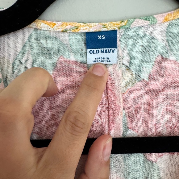 Old Navy Floral Cottagecore Maxi Dress XS Puff Sleeve Boho Tie Waist Coquette - Picture 5 of 8